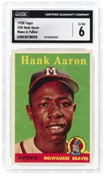 1958 TOPPS #30 HANK AARON (HOF) NAME IN YELLOW CGC 6 EX/NM.