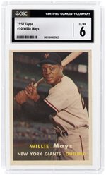 1957 TOPPS #10 WILLIE MAYS (HOF) CGC 6 EX/NM.