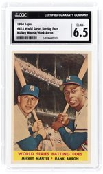 1958 TOPPS #418 WORLD SERIES BATTING FOES MANTLE/AARON CGC 6.5 EX/NM+.