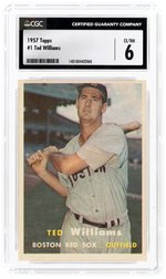 1957 TOPPS #1 TED WILLIAMS (HOF) CGC 6 EX/NM.