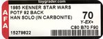 STAR WARS: THE POWER OF THE FORCE (1985) - HAN SOLO (IN CARBONITE CHAMBER) 92 BACK AFA 70 Y-EX+.