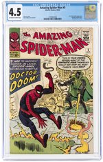 AMAZING SPIDER-MAN #5 OCTOBER 1963 CGC 4.5 VG+.