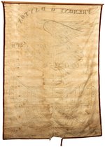 FREMONT & DAYTON 1856 CAMPAIGN SPENCERIAN FOLK ART HAND PAINTED PARADE BANNER.