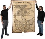 FREMONT & DAYTON 1856 CAMPAIGN SPENCERIAN FOLK ART HAND PAINTED PARADE BANNER.