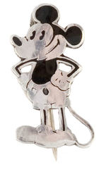 RARE SIZE MICKEY STERLING AND ENAMEL PIN BY ENGLISH SILVERSMITH SOLD VIA LIBERTY OF LONDON.