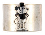 BLACK ENAMEL AND SILVERED MICKEY ON EARLY 30s ENGLISH NAPKIN RING.