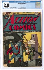 ACTION COMICS #77 OCTOBER 1944 CGC 2.0 GOOD.