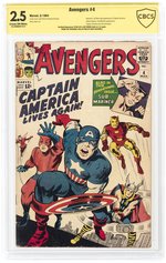 AVENGERS #4 MARCH 1964 CBCS VARIFIED SIGNATURE 2.5 GOOD+ (FIRST SILVER AGE CAPTAIN AMERICA).