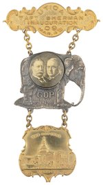 TAFT & SHERMAN 1909 INAUGURATION JUGATE BADGE.