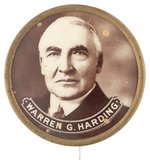 WARREN G. HARDING SEPIA PORTRAIT BUTTON HAKE #9.