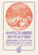 EMMYLOU HARRIS AND THE HOT BAND 1976 IOWA CITY, IOWA CONCERT POSTER.