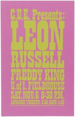 LEON RUSSELL & FREDDY KING 1971 IOWA CITY, IOWA CARDBOARD CONCERT POSTER.