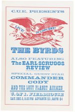 THE BYRDS, EARL SCRUGGS & COMMANDER CODY 1972 IOWA CITY, IOWA CONCERT POSTER.