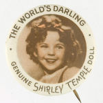 RARE VARIETY SHIRLEY TEMPLE DOLL BUTTON.