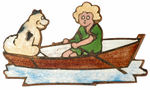 ORPHAN ANNIE & SANDY IN ROWBOAT PIN.