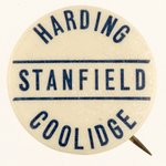 HARDING, COOLIDGE, STANFIELD 1920 OREGON COATTAIL BUTTON HAKE #54.