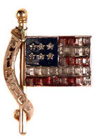 "WILLKIE" RHINESTONE FLAG JEWELRY PIN.