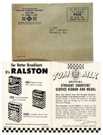 “TOM MIX OFFICIAL STRAIGHT SHOOTERS SERVICE RIBBON AND MEDAL” RALSTON PREMIUM WITH PHOTO/MAILER.