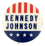 STARS AND STRIPES KENNEDY/JOHNSON NAME BUTTON HAKE #92.