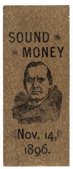 McKINLEY "SOUND MONEY" 1896 GOLD TEXTURED PAPER RIBBON.