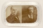 SEPIA 1900 MCKINLEY AND ROOSEVELT JUGATE PAPERWEIGHT.