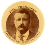SCARCE "FOR PRESIDENT THEODORE ROOSEVELT" BROWNTONE PORTRAIT BUTTON.