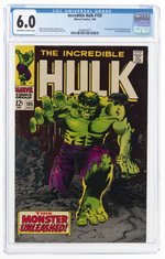 INCREDIBLE HULK #105 JULY 1968 CGC 6.0 FINE.