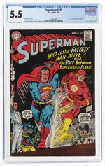 SUPERMAN #199 AUGUST 1967 CGC 5.5 FINE- (FIRST SUPERMAN VS. FLASH RACE).