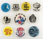 COLLECTION OF 10 ANTI-LBJ CAMPAIGN BUTTONS.