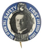 "SAFETY FIRST" TRAIN MOTIF WILSON PORTRAIT BUTTON HAKE #75.