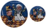 PAIR OF BUSH AND BIN LADEN BRIAN CAMPBELL BUTTONS.