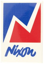 RECTANGULAR RED/WHITE/BLUE NIXON NAME BUTTON.