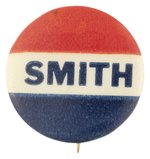 UNUSUAL RED/WHITE/BLUE "SMITH" NAME BUTTON.