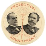 MCKINLEY AND HOBART "PROTECTION/SOUND MONEY" JUGATE BUTTON.