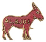 ENAMEL DONKEY "AL & JOE" CAMPAIGN PIN.