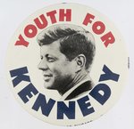 CLASSIC "YOUTH FOR KENNEDY" LITHO PORTRAIT BUTTON.