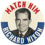 CLASSIC "MATCH HIM" 1960 NIXON PORTRAIT BUTTON HAKE #2102.