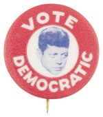 "VOTE DEMOCRATIC" FLOATING HEAD KENNEDY PORTRAIT BUTTON HAKE #51.