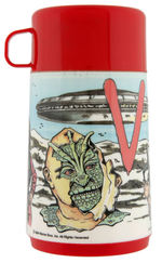 "V" UNUSED METAL LUNCHBOX WITH THERMOS.