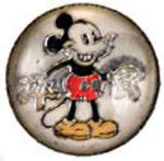 MICKEY REVERSE ON GLASS CLOTHING BUTTON.