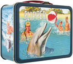 "FLIPPER" UNUSED METAL LUNCHBOX WITH THERMOS.