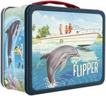 "FLIPPER" UNUSED METAL LUNCHBOX WITH THERMOS.