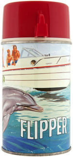 "FLIPPER" UNUSED METAL LUNCHBOX WITH THERMOS.