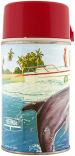 "FLIPPER" UNUSED METAL LUNCHBOX WITH THERMOS.