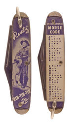 RUSTY AND RIN-TIN-TIN KNIFE WITH MORSE CODE.