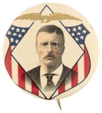 ROOSEVELT AMERICAN SHIELD 1904 PORTRAIT BUTTON HAKE #3255.