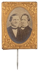 TILDEN & HENDRICKS 1876 BRASS FRAMED GEM ALBUMEN JUGATE BADGE.