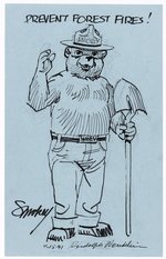 RUDY WENDELIN ORIGINAL ART FULL BODY SKETCH OF SMOKEY BEAR.