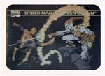 STAN LEE SIGNED 1990 SPIDER-MAN VS. GREEN GOBLIN HOLOGRAM TRADING CARD.