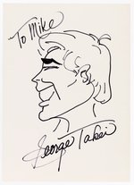 STAR TREK - SULU ACTOR GEORGE TAKEI SIGNED SELF PORTRAIT SKETCH.